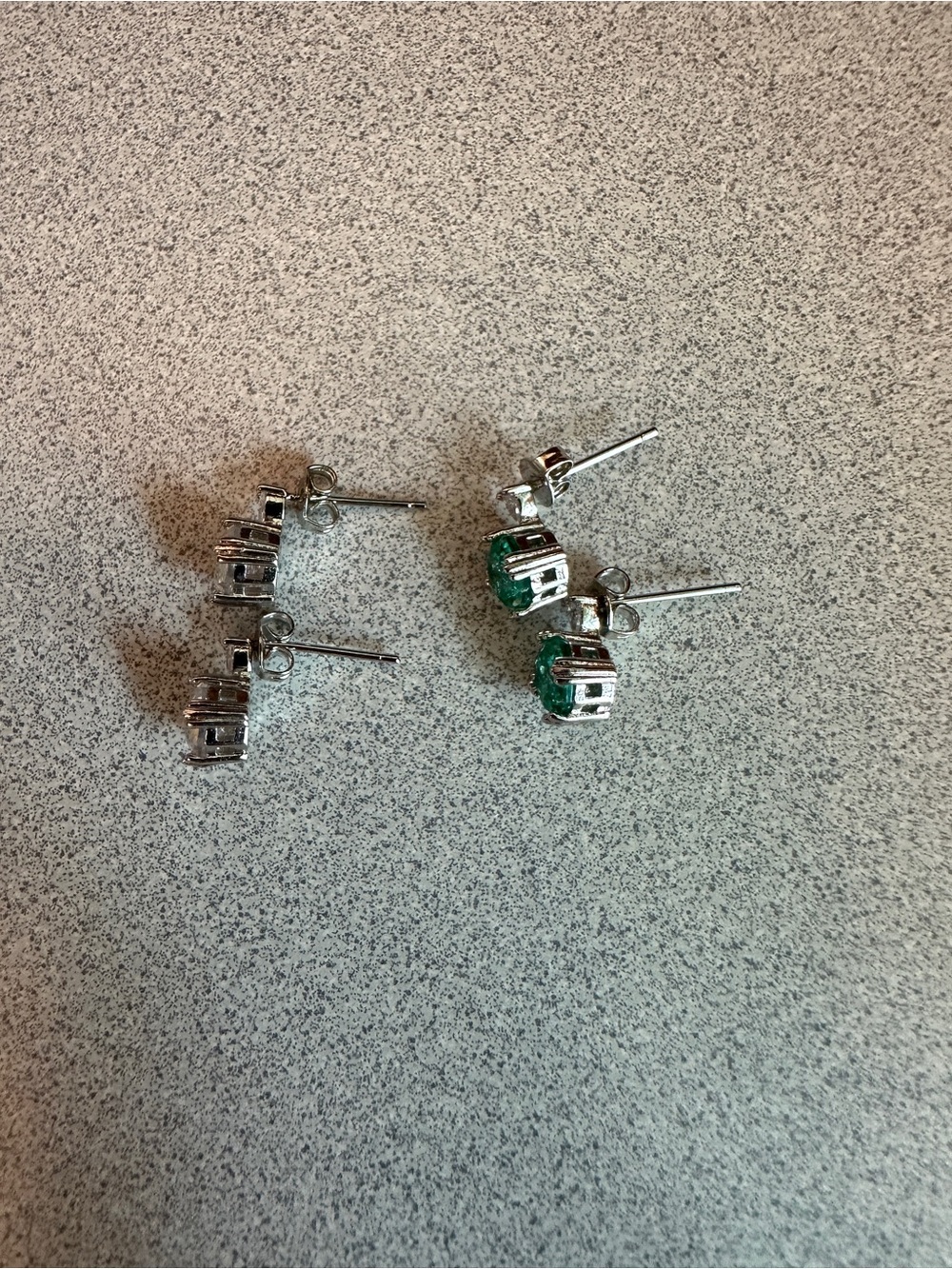 2 Pairs Crystal Drop Earrings Aurora & Emerald Green Silver Tone‎ - Picture 4 of 4